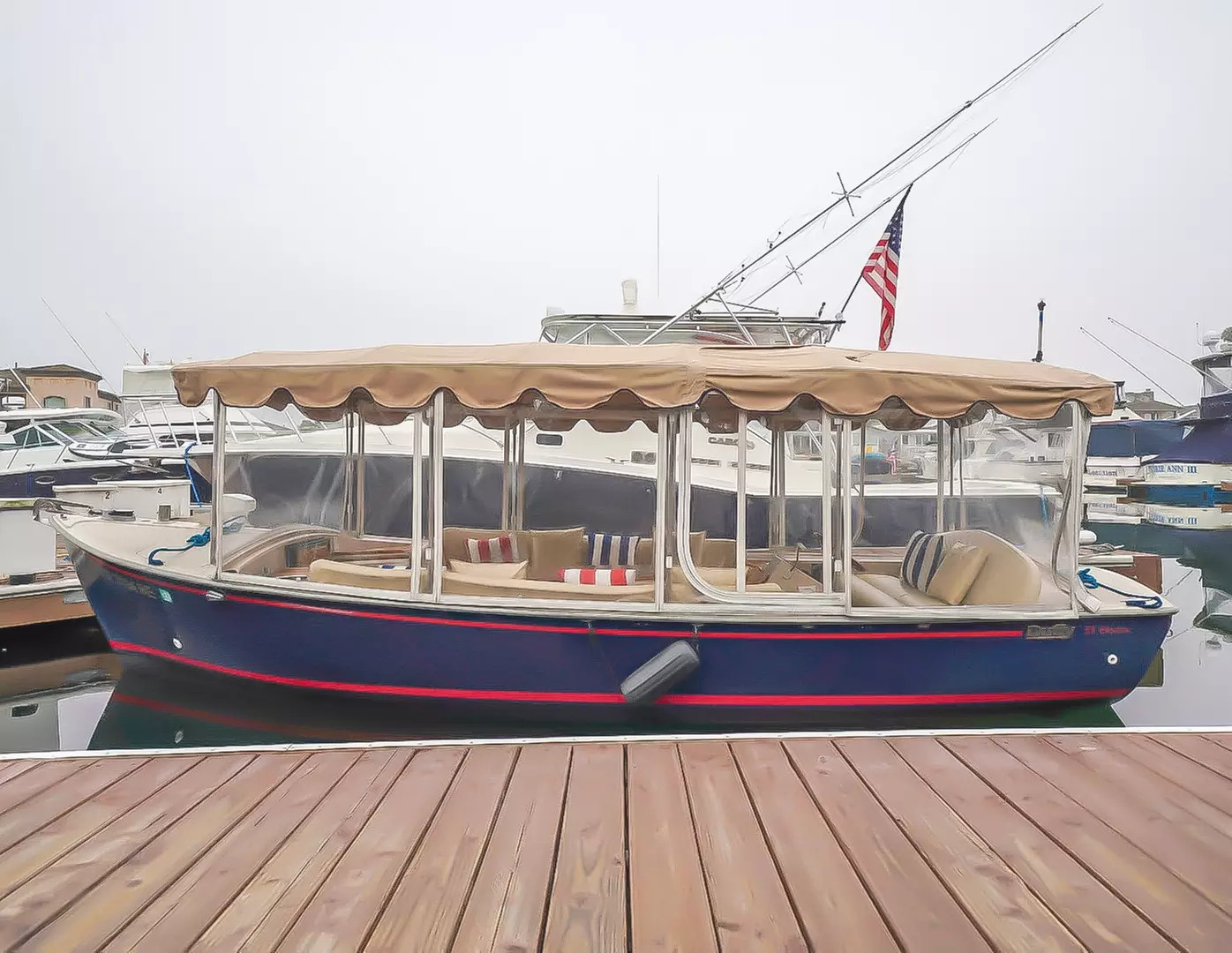 Navy Duffy with American flag