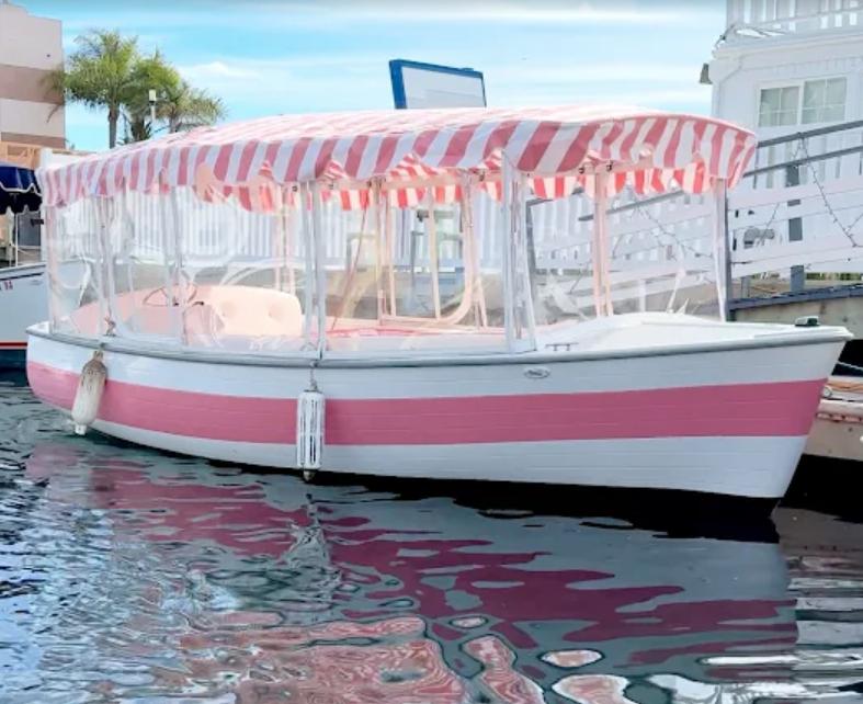 Pink striped Duffy boat