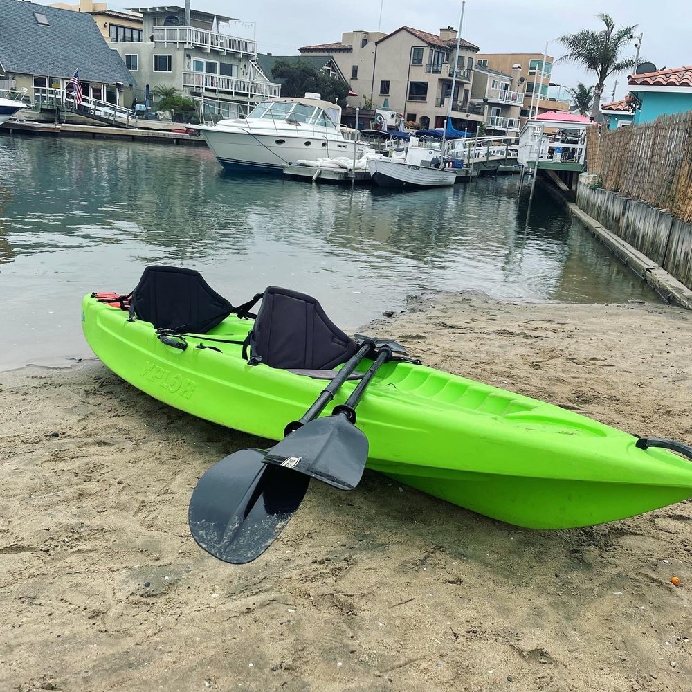 Green tandem kayak