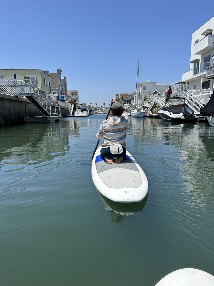 Paddling through canal