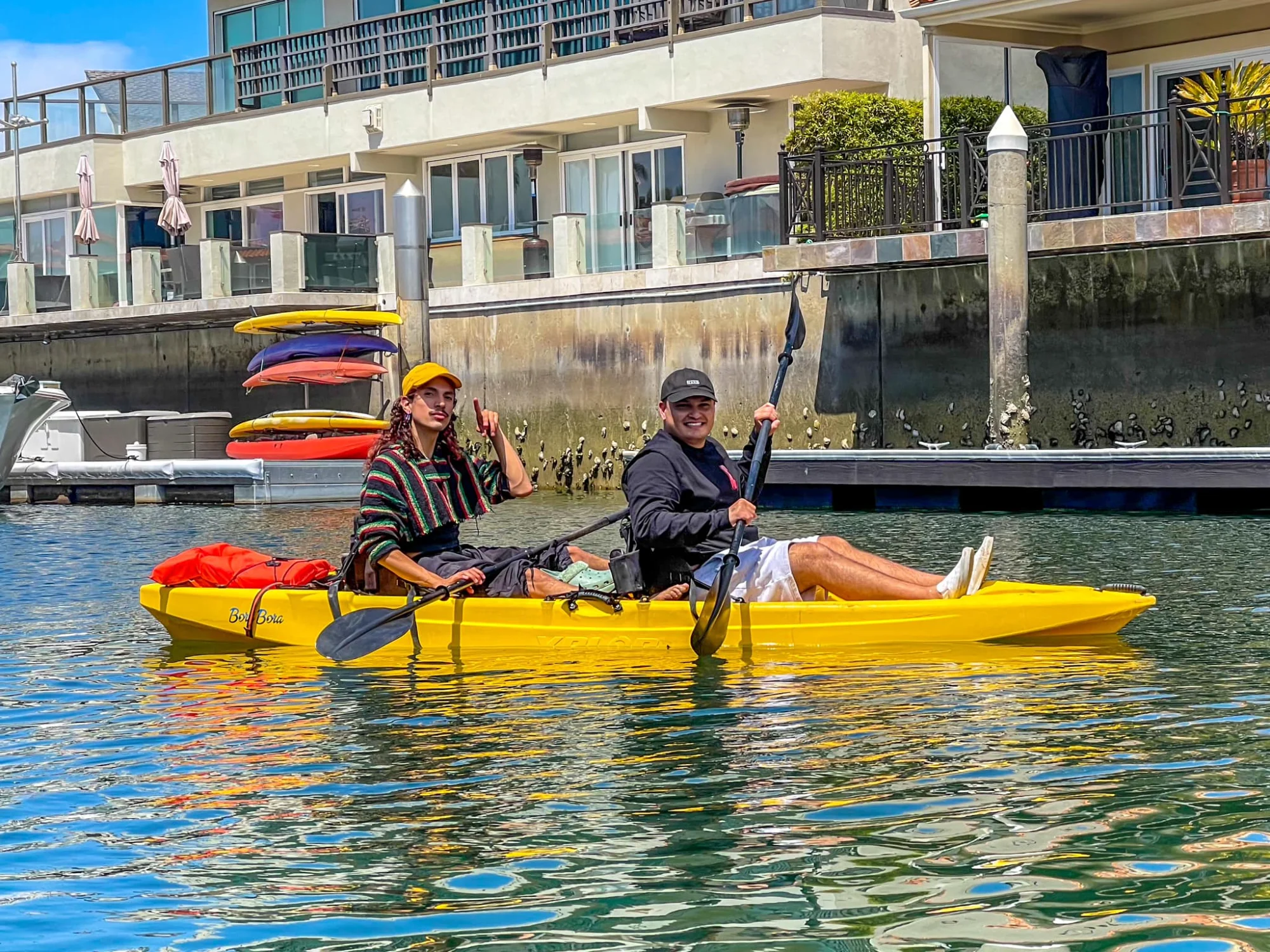 Yellow tandem kayak